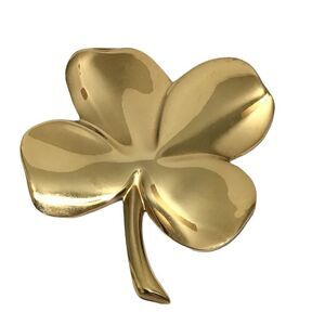 Gerity Four Leaf Clover Paperweight 24K Gold Plate Signed Vintage